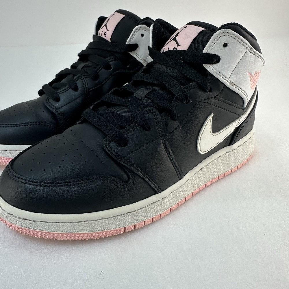Air Jordan 1 Mid GS 5Y Black White Arctic Punch Pink 555112-061 Sneakers - Picture 3 of 16
